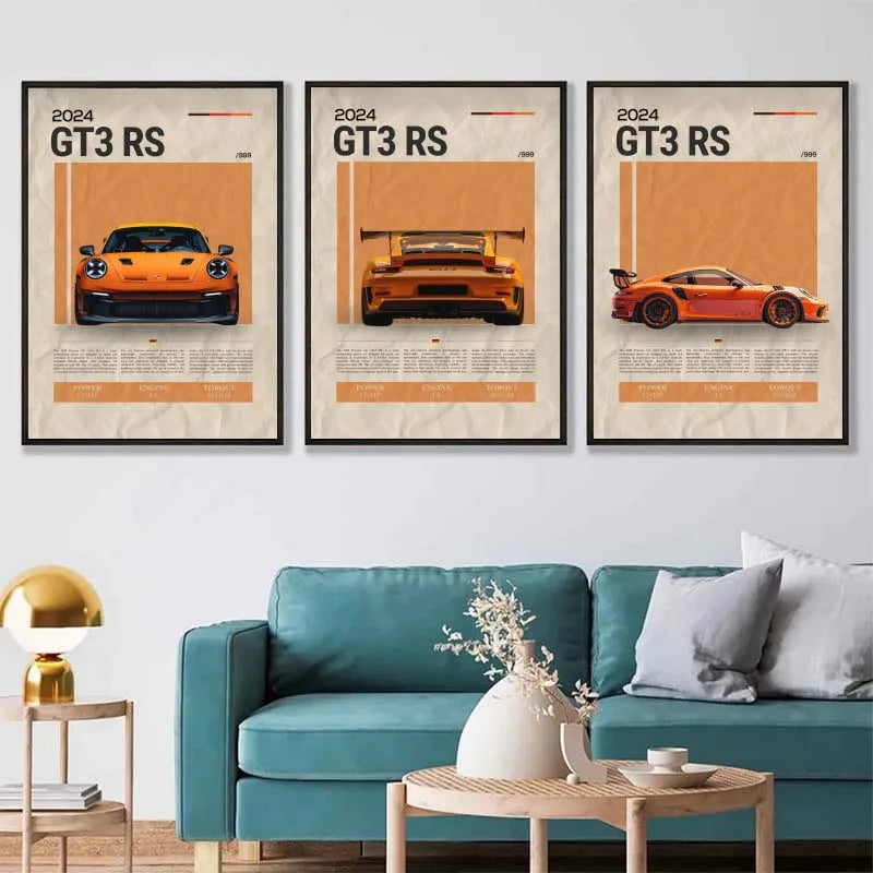 911 GT3 RS Canvas Print – Supercar Wall Art for Car Enthusiast Decor