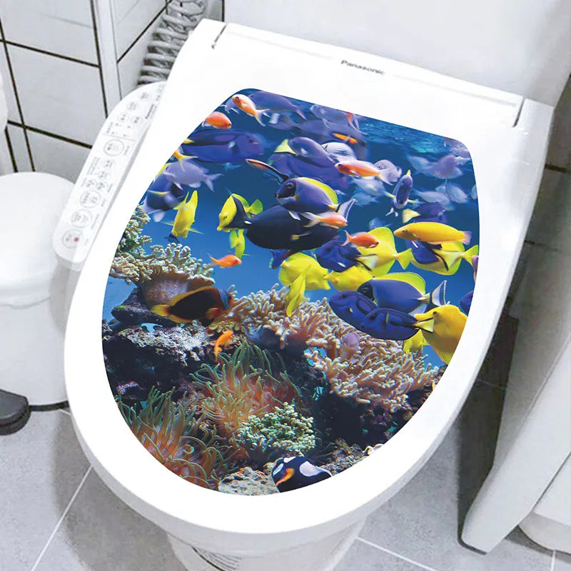 Decorative Toilet Seat Decal – Underwater Sea Shell Art for Bathroom Decor