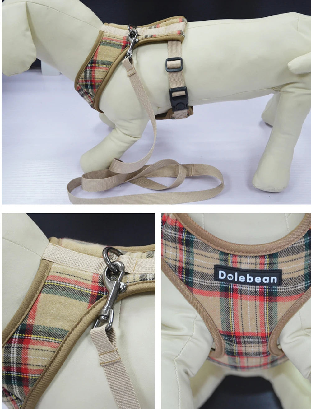 Plaid Pet Harness Leash Set – Adjustable Vest for Small Dogs and Cats