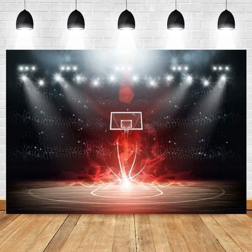 Basketball Stadium Photography Backdrop – Sport Theme for Kids Birthday Party