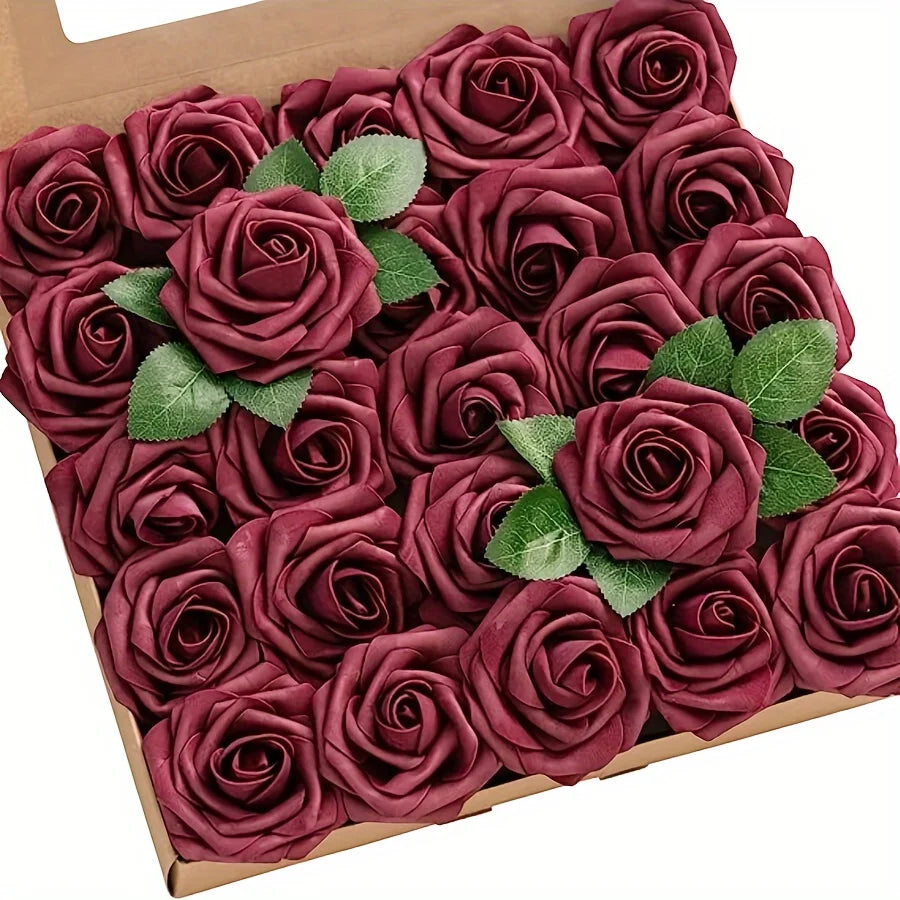 Artificial Rose Flowers – Stemmed Fake Roses for Wedding Bouquets and Decor