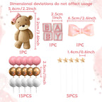 Pink Bear Cake Topper – Cute Animal Figurine for Baby Shower Birthday Parties