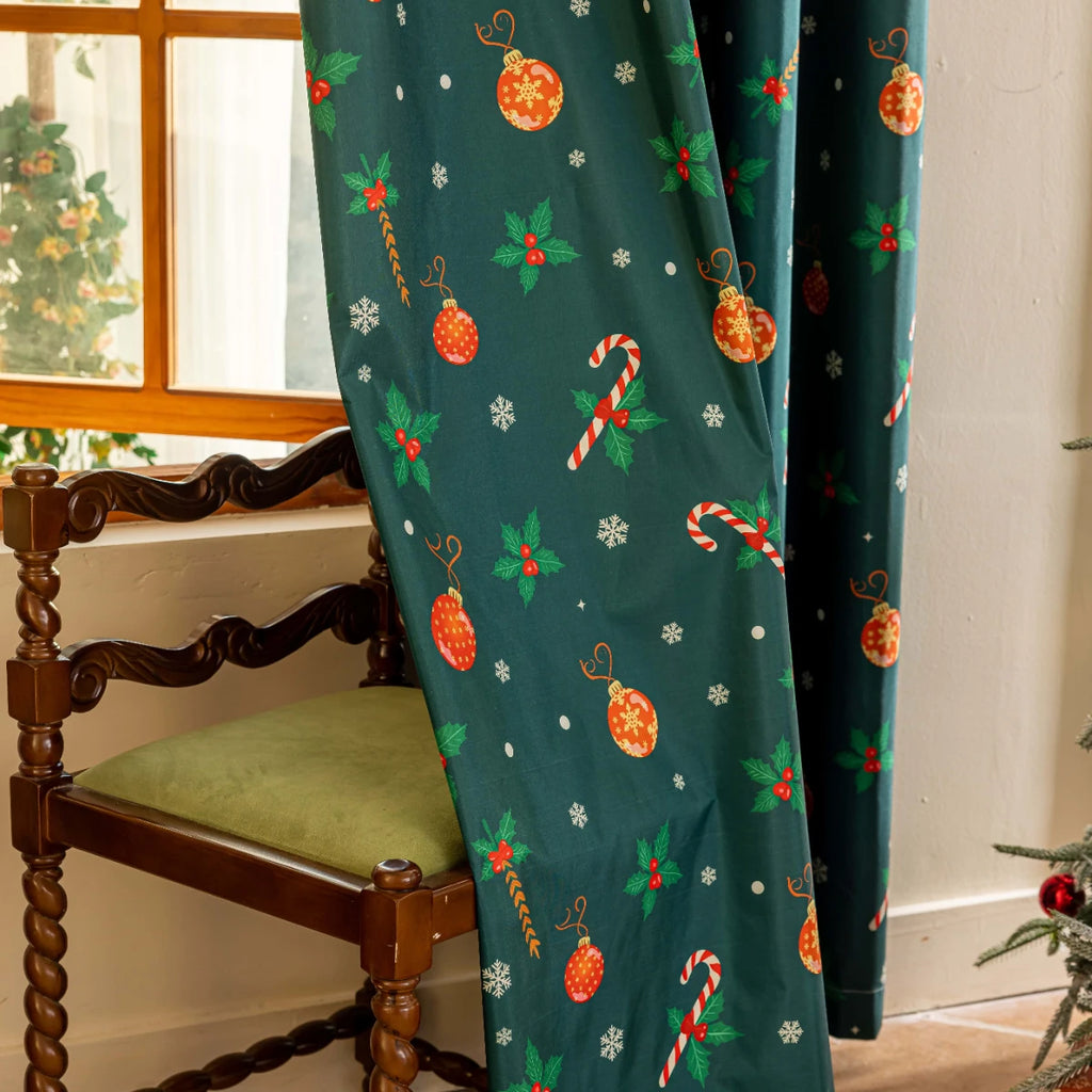 Laminated Blackout Curtains – Christmas Decorative Drapes for Home Decor