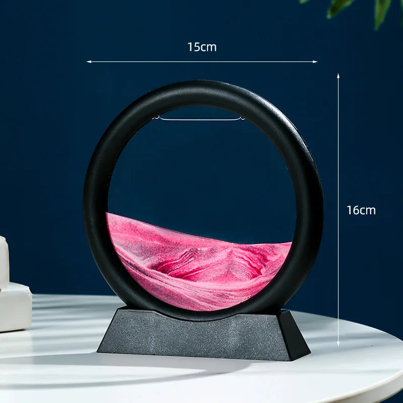 3D Moving Sand Art Frame – Dynamic Liquid Hourglass for Office Home Decor