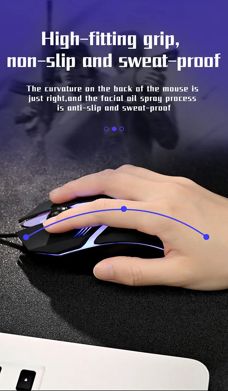 Wired LED Gaming Mouse – Ergonomic Backlit Optical Mouse for PC Desktop Laptop