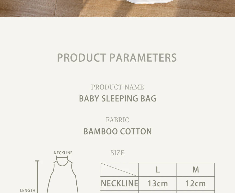 Bamboo Cotton Sleeping Bag – Warm Newborn Wearable Blanket for Winter Sleep