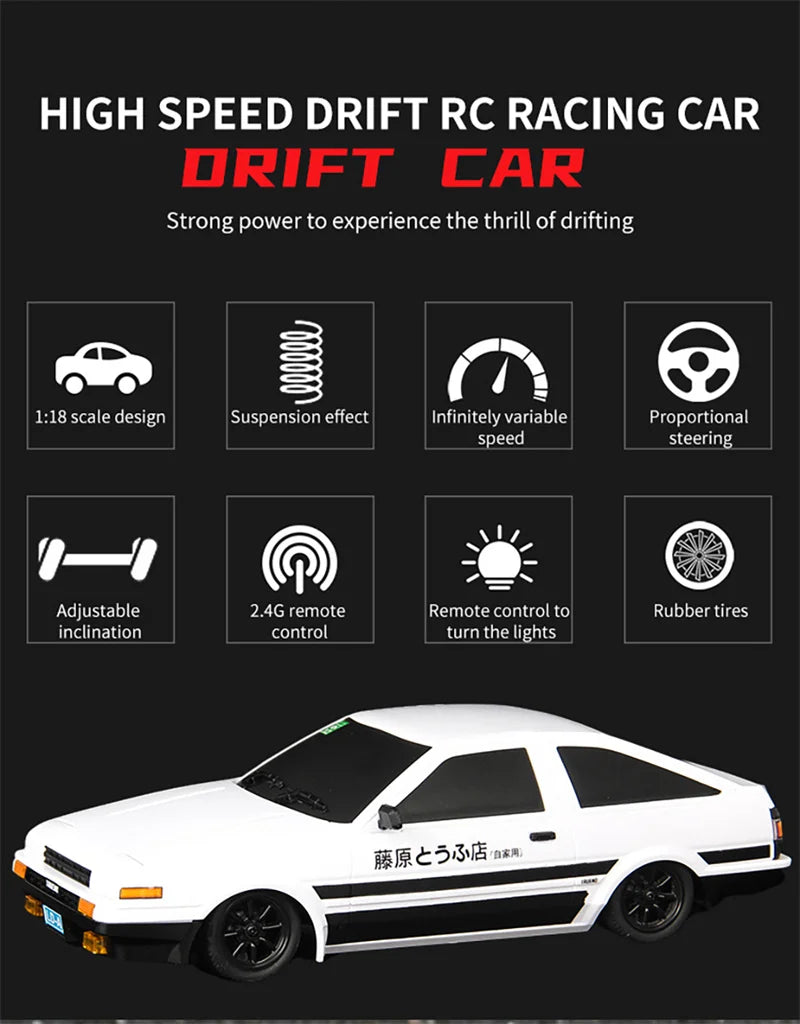 1:18 RC Drift Car – 2.4G Remote Control Vehicle with Gyro for Hobby Racing