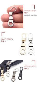 Detachable Metal Zipper Puller Kit – Replacement Repair Set for Sewing Craft