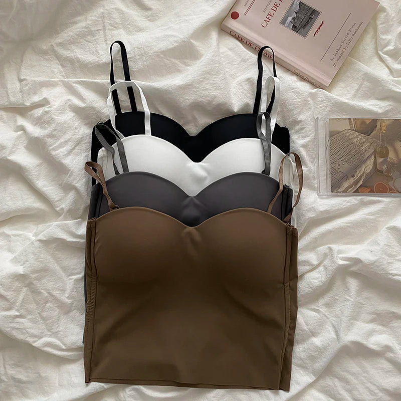Women's Double Strap Crop Top – Slim Fit Solid Color Vest for Sport