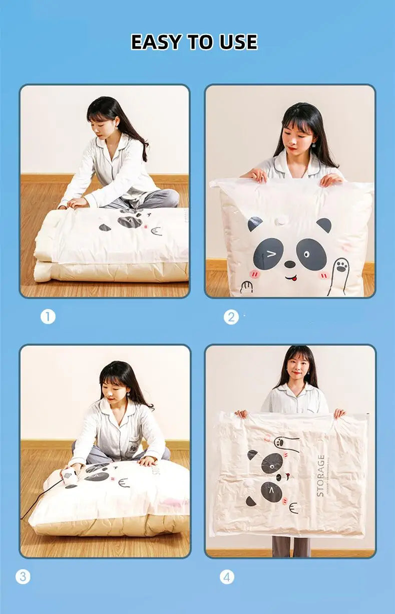 Vacuum Compression Storage Bags – Reusable Plastic Sealers for Travel Clothes