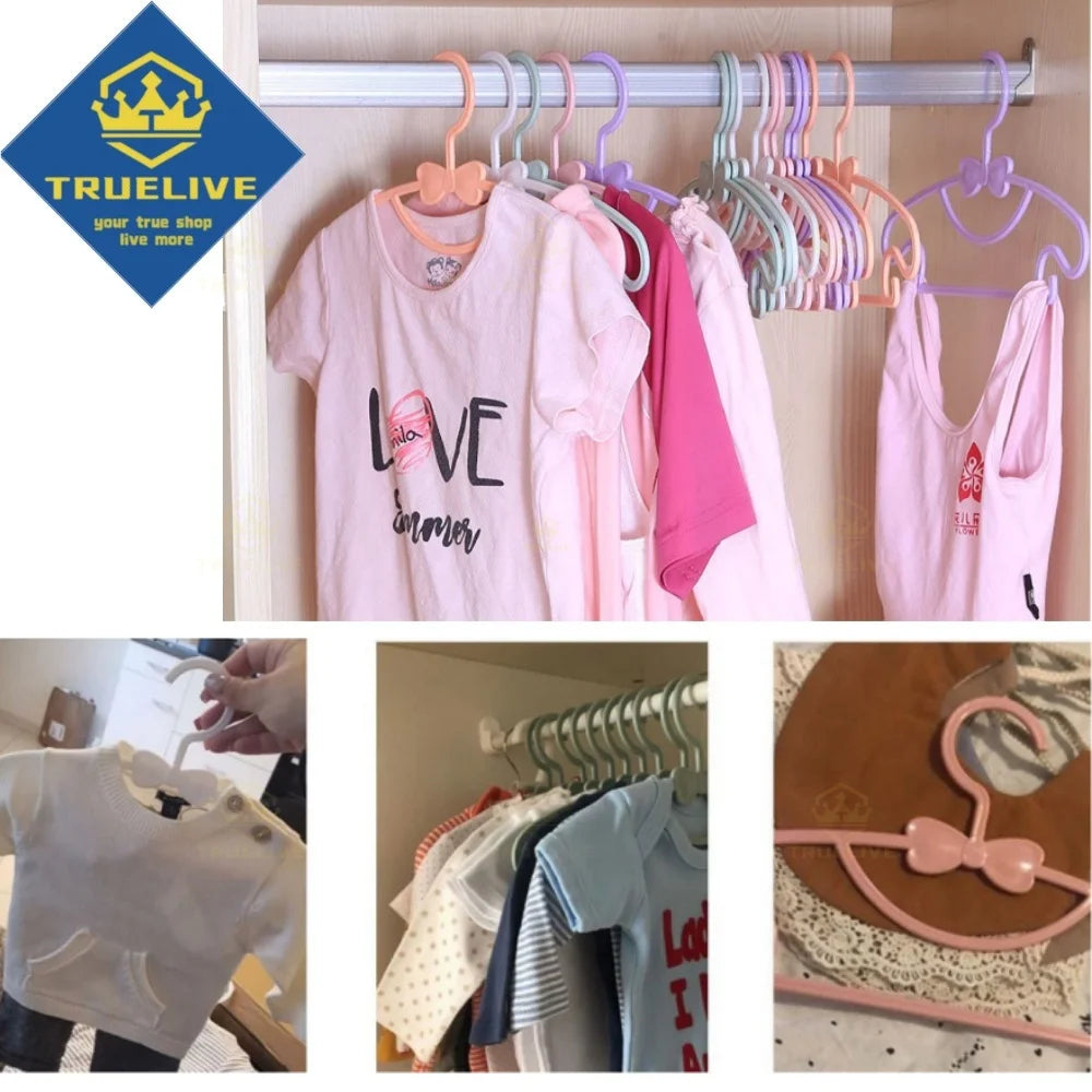 Bowknot Plastic Kids Clothes Hangers – Durable Clothing Organizers for Nursery