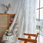 Floral Ruffled Tulle Curtain – Sheer Jacquard Lace Drapes for Living Room