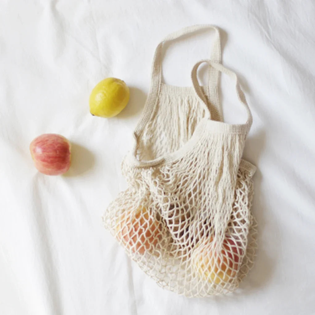 Reusable Cotton Mesh Tote Bag – Eco-Friendly Produce Storage for Grocery Shopping