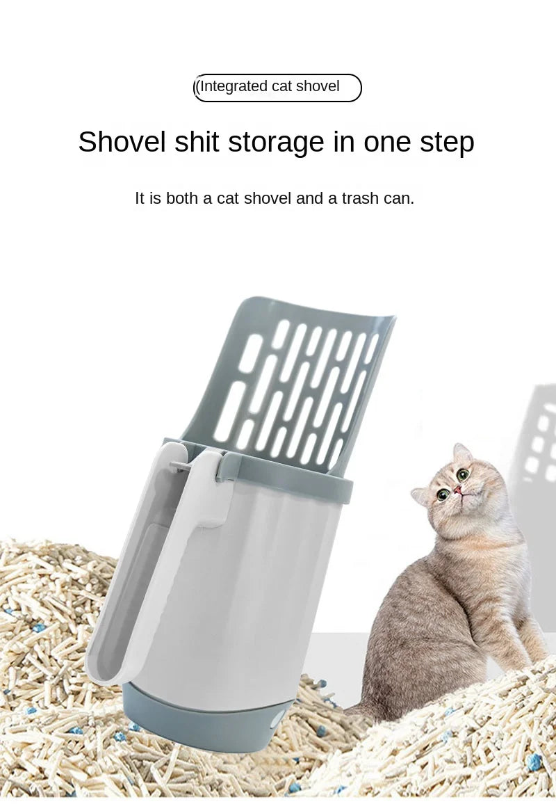 Cat Litter Scoop – Integrated Waste Bag Holder for Easy Pet Toilet Cleaning
