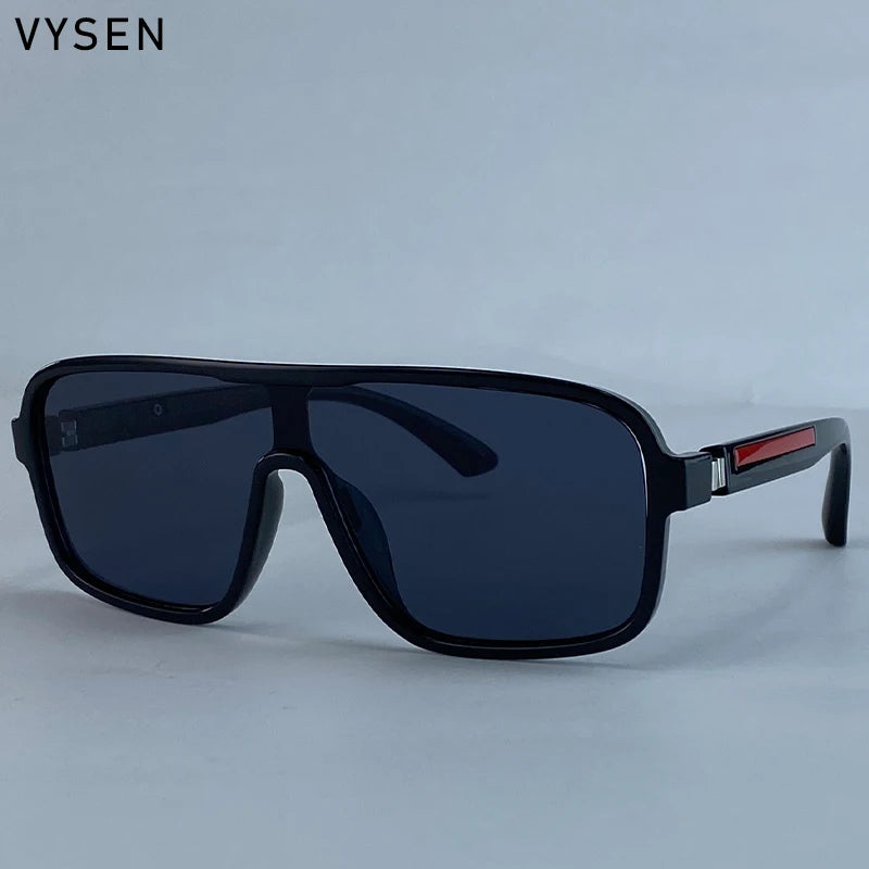 Oversized Polarized Rectangle Sunglasses – Vintage Steampunk for Men