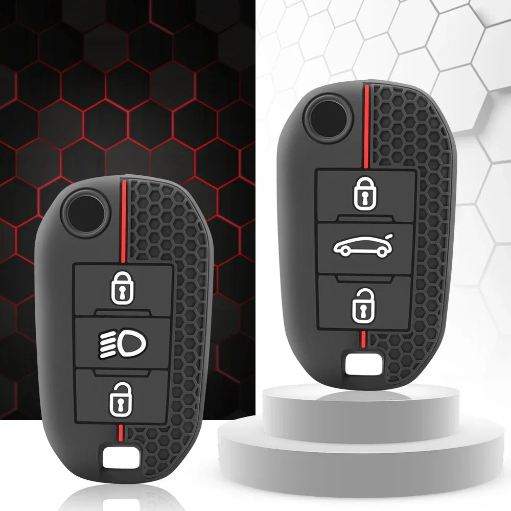 Silicone Car Key Cover – Protective Remote Fob Case for Citroen and Peugeot