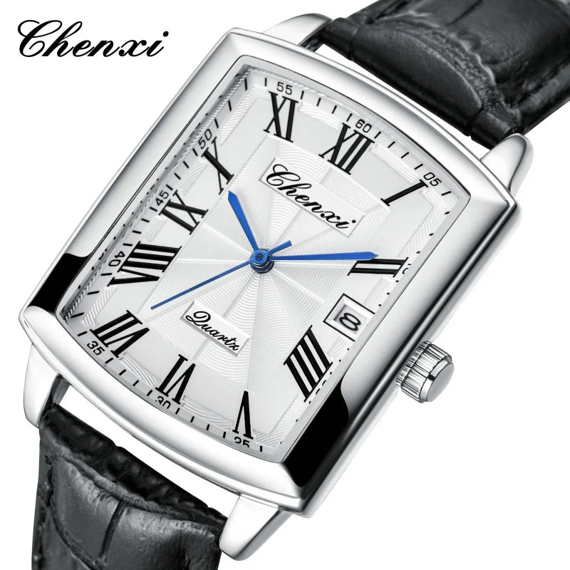 Quartz Couple Watches – Waterproof Leather Calendar Wristwatch for Daily Wear