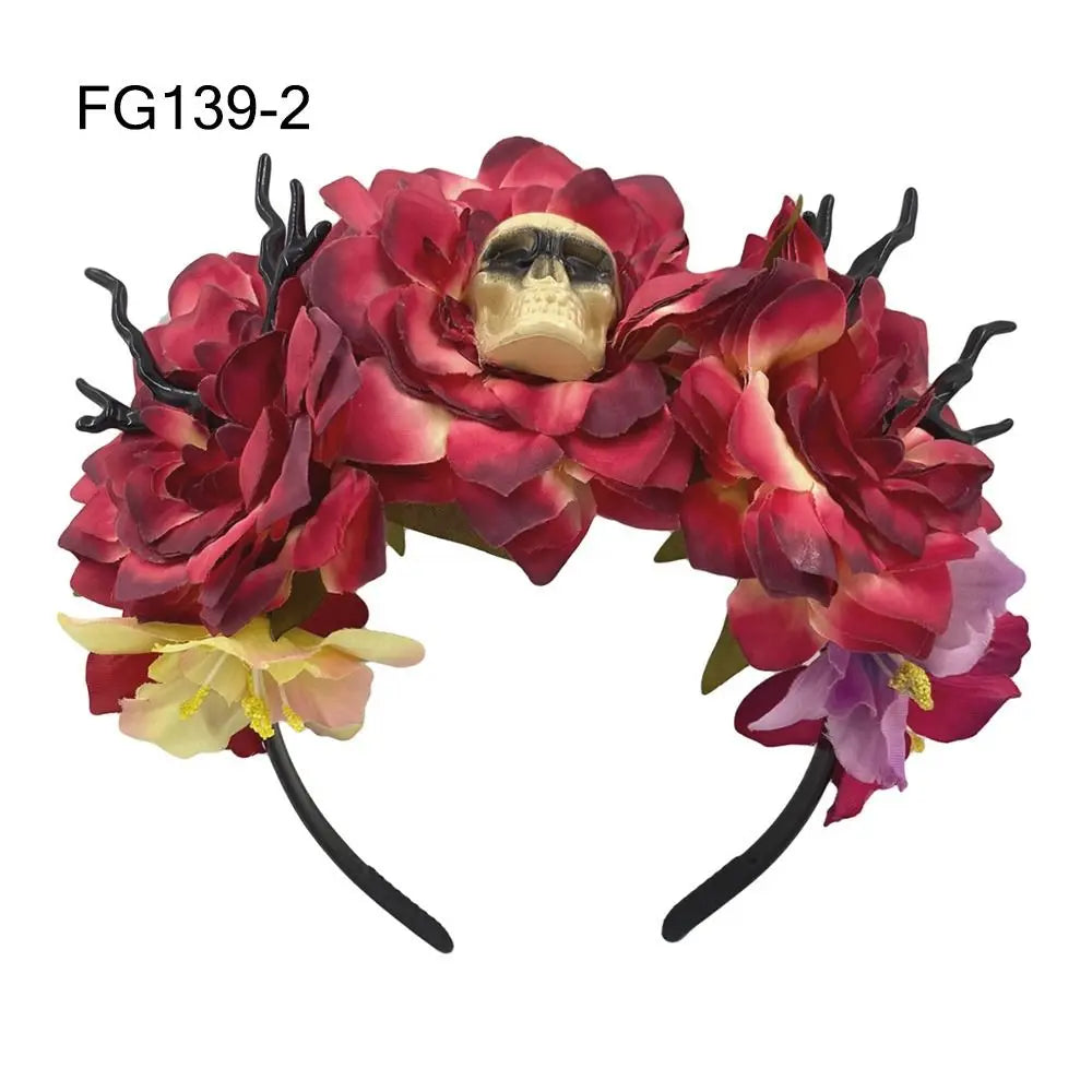 Mexican Rose Flower Crown – Boho Floral Headpiece for Halloween Party Wedding