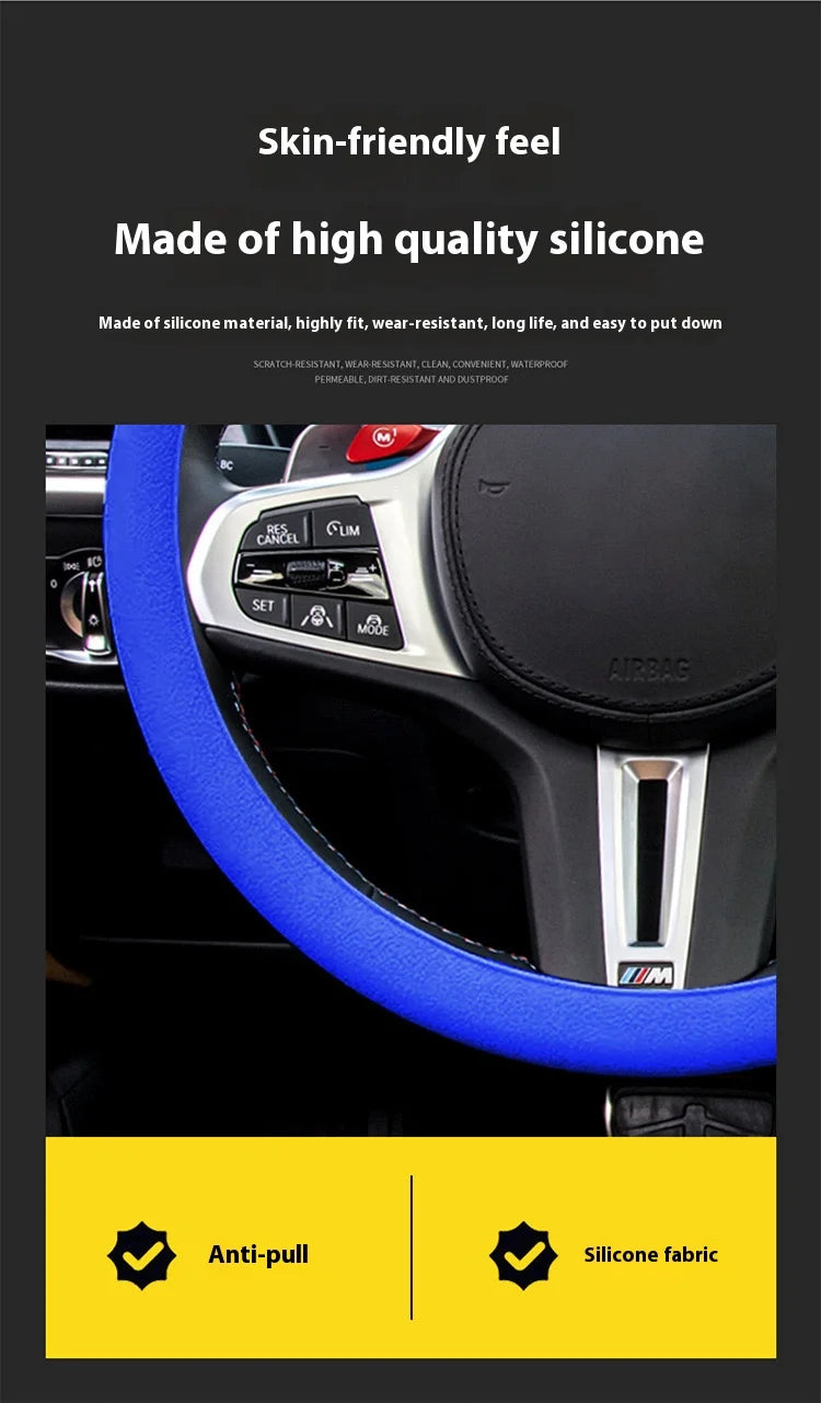 Silicone Steering Wheel Cover – Anti-slip Protective Grip for Universal Cars
