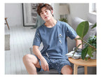 Striped Bear Pajama Set – Breathable Cotton Loungewear for Men