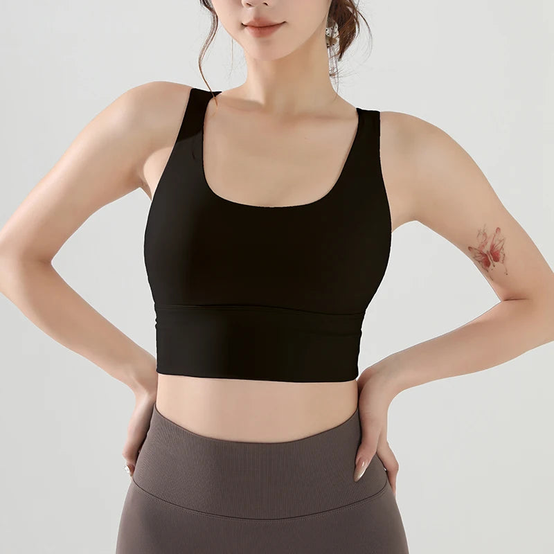 Shock-Absorbing Yoga Sports Bra – Breathable Fitness Top for Gym Workout