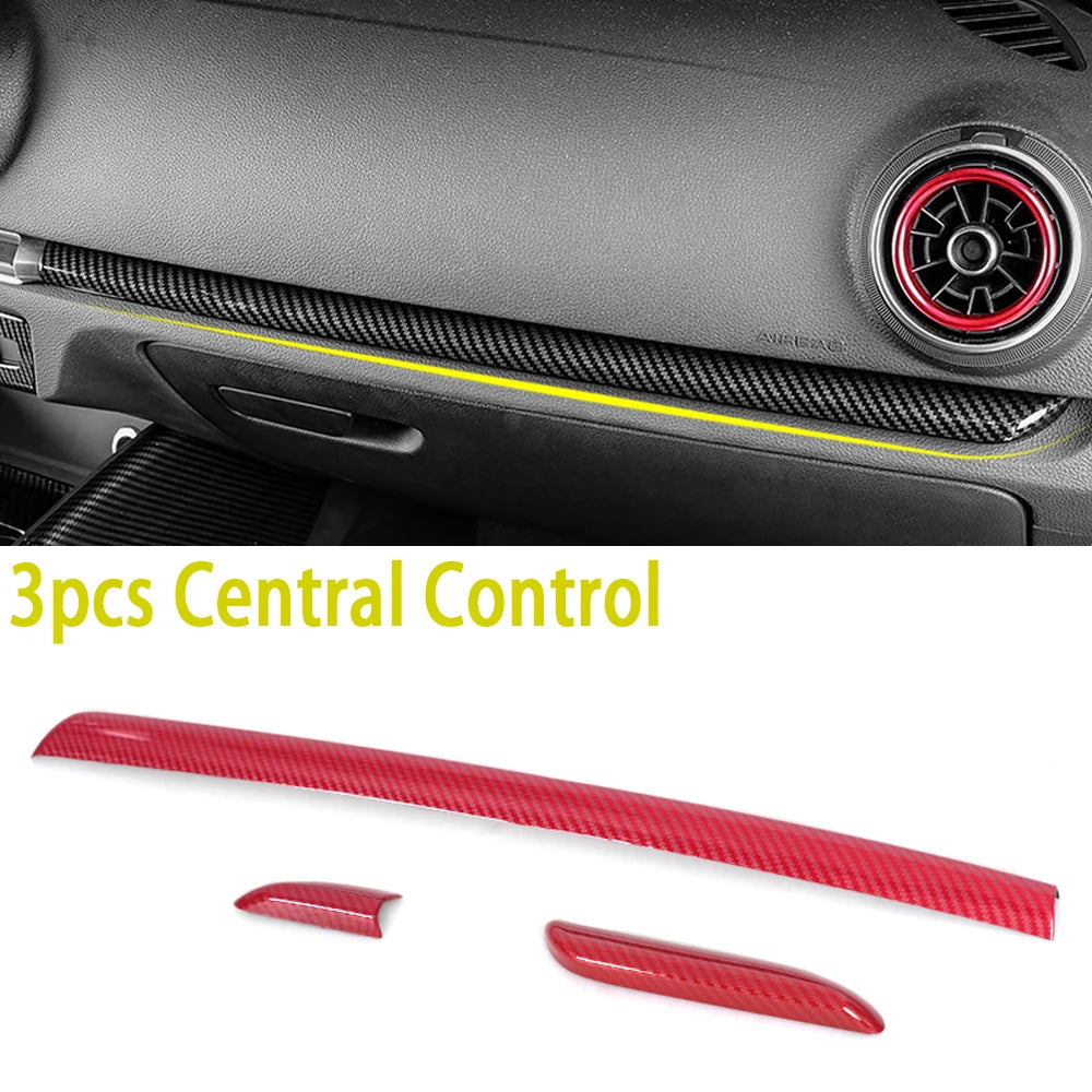 Carbon Fiber Console Trim – ABS Interior Door Panel Cover for Audi A3 S3 RS3