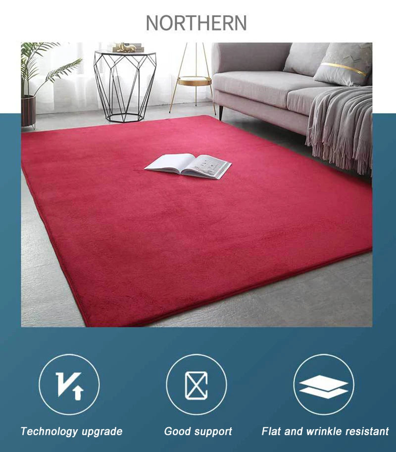 Coral Velvet Area Rug – Soft Rectangular Mat for Living Room and Bedroom
