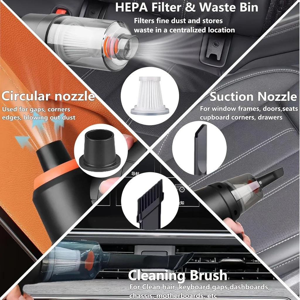 6-in-1 Handheld Car Vacuum – Wireless Portable Cleaner for Auto and Home