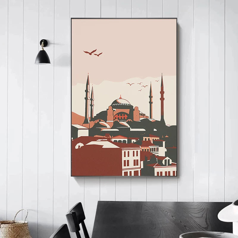 Modern Cityscape Canvas Print – Travel Landscape Wall Art for Home Decor