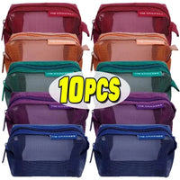Transparent Mesh Zipper Pouch – Compact Organizer for Travel and Cables