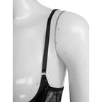Wetlook Leather Push Up Bralette – Underwire Lace Lingerie for Sexy Cosplay