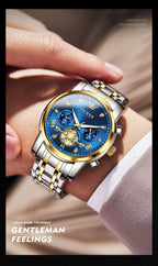 Quartz Chronograph Watch – Moon Phase Luminous Wristwatch for Men