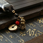 Brass Monkey Key Ring – Feng Shui Lucky Coin Charm for Car Keychain Decor
