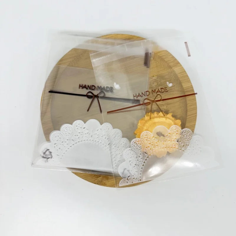 Self-Adhesive Bow-Knot Cookie Bags – 10x10cm Plastic Packaging for Parties