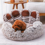 Bear Paw Pet Bed – Fluffy Plush Sofa for Small and Medium Dogs and Cats
