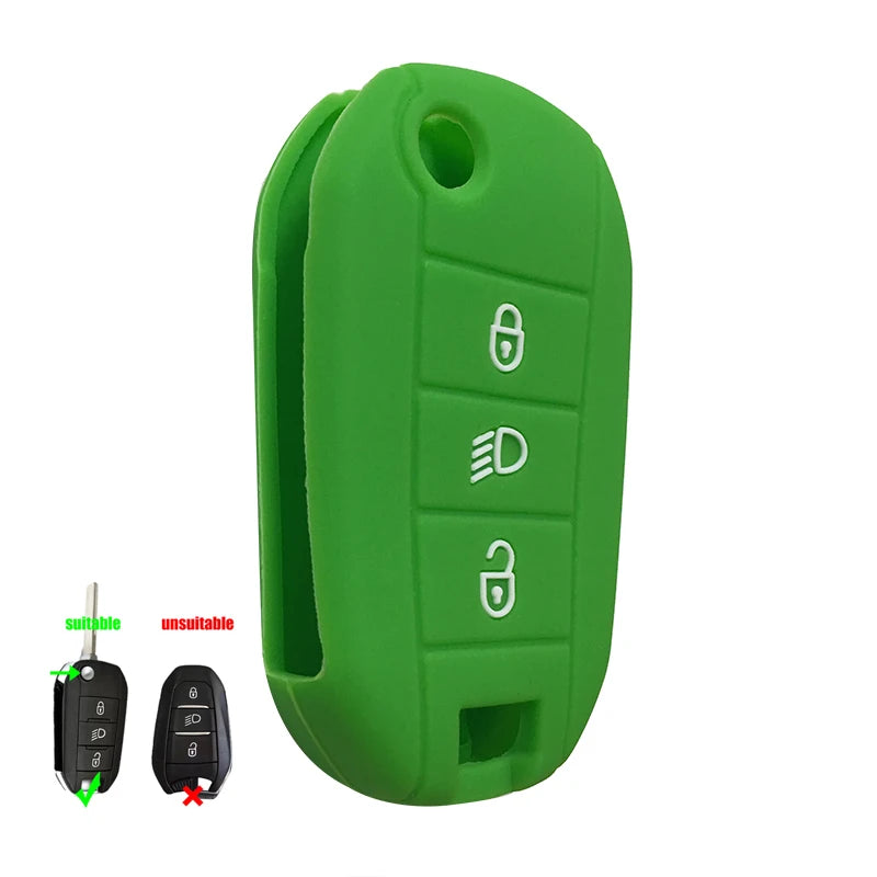 Silicone Flip Key Fob Cover – Protective Remote Case for Peugeot and Citroen