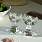Clear Crystal Angel Statue – Decorative Glass Figurine for Home Decor Gift
