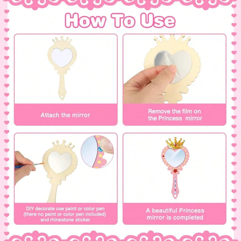 Wooden Hand Mirror Crafts – DIY Paintable Decor for Kids Art Activities