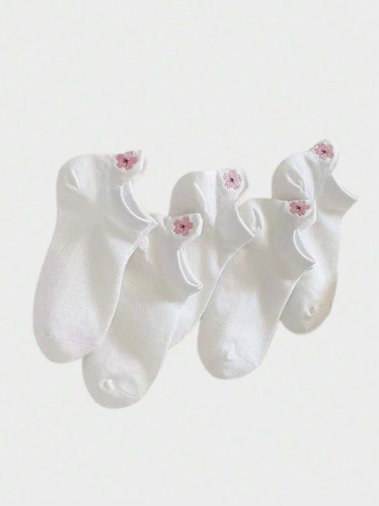 Cute Cartoon Flower Ankle Socks – Soft Breathable Cotton for Casual Wear