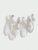 Cute Cartoon Flower Ankle Socks – Soft Breathable Cotton for Casual Wear