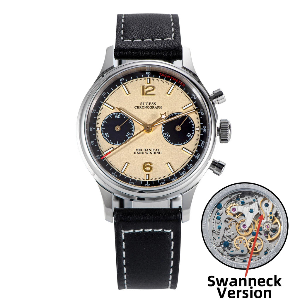 Sugess 1963 Mechanical Chronograph Watch – Sapphire Pilot Style for Men