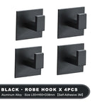 Adhesive Wall Hooks – Heavy Duty Black Hangers for Bathroom and Kitchen
