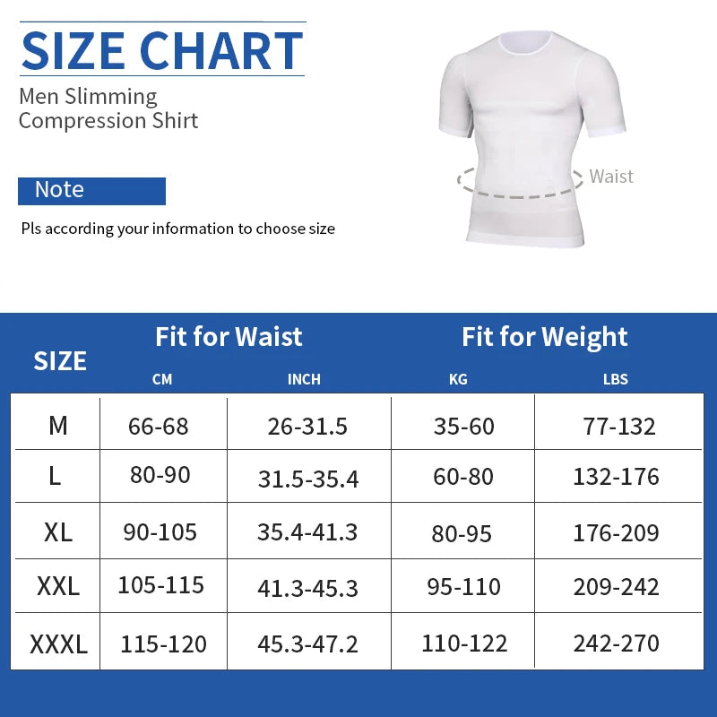 Men's Compression Shapewear Shirt – V-Neck Tummy Control for Fitness Workout