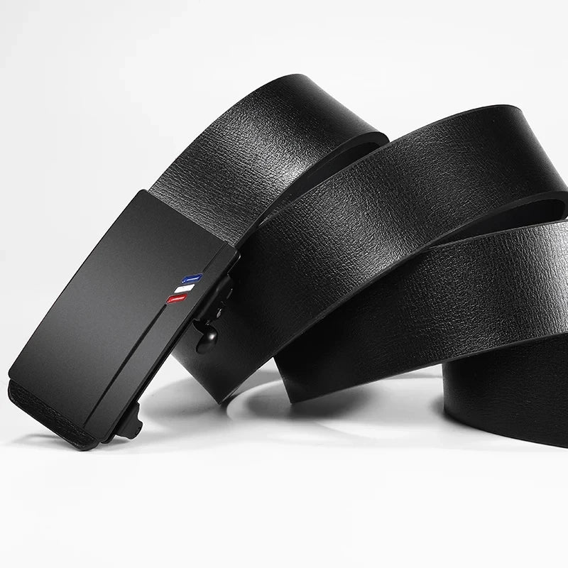 Genuine Leather Automatic Belt – Luxury Metal Buckle Strap for Men