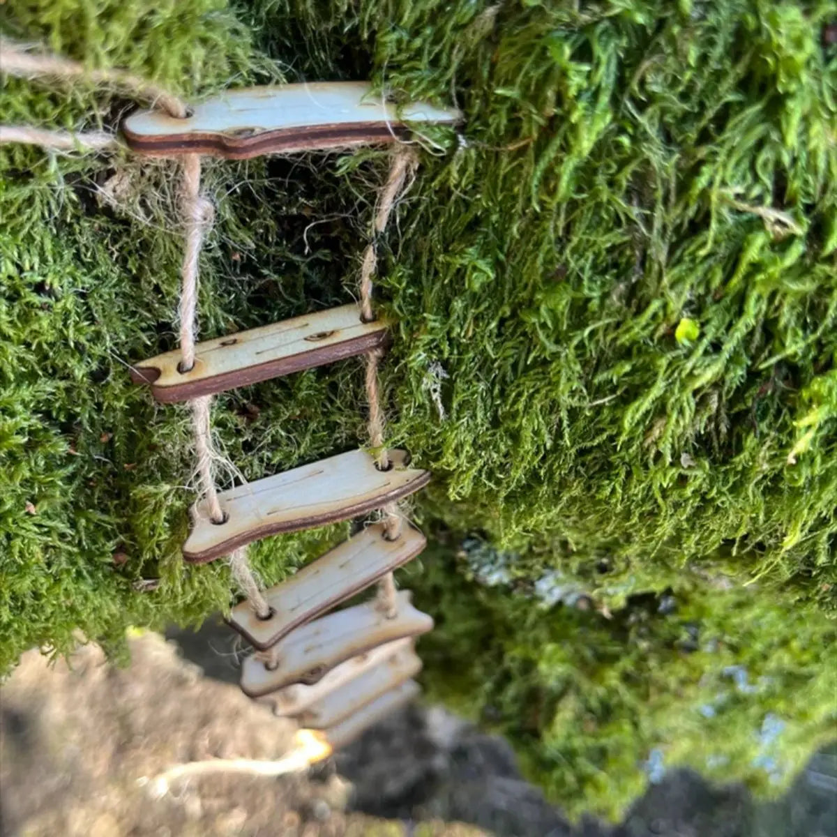 Wooden Fairy Bridge Rope Ladder – Miniature Garden Decor for Mini Landscapes