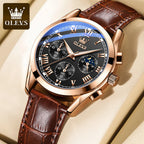 Leather Quartz Watch – Waterproof Noctilucent Timepiece for Business Men