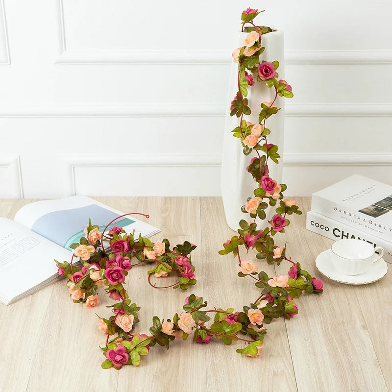 Artificial Silk Rose Vine – 2.5m Floral Garland for Wedding Arch Decoration