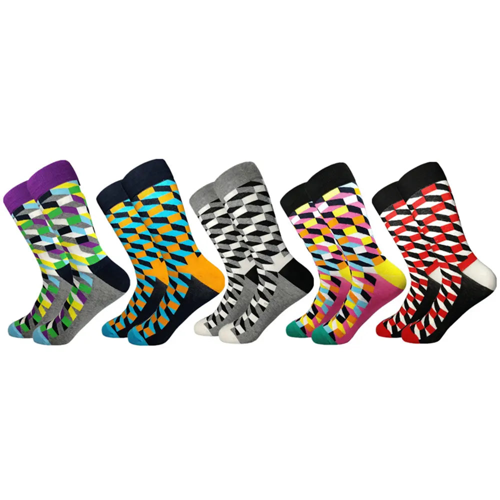 Colorful Cotton Crew Socks – Patterned Funny Dress Fashion for Men