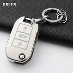 TPU Car Key Case Cover – Protective Keychain for Peugeot and Citroen Models