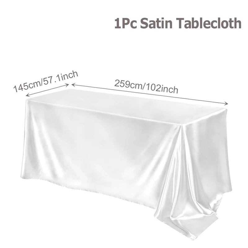 Satin Rectangle Tablecloth – Smooth Solid Color Cover for Wedding Parties